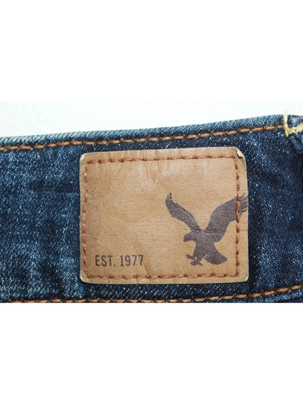 American Eagle Super Stretch Denim Shorts Blue USA Flag Cuffed Size 8